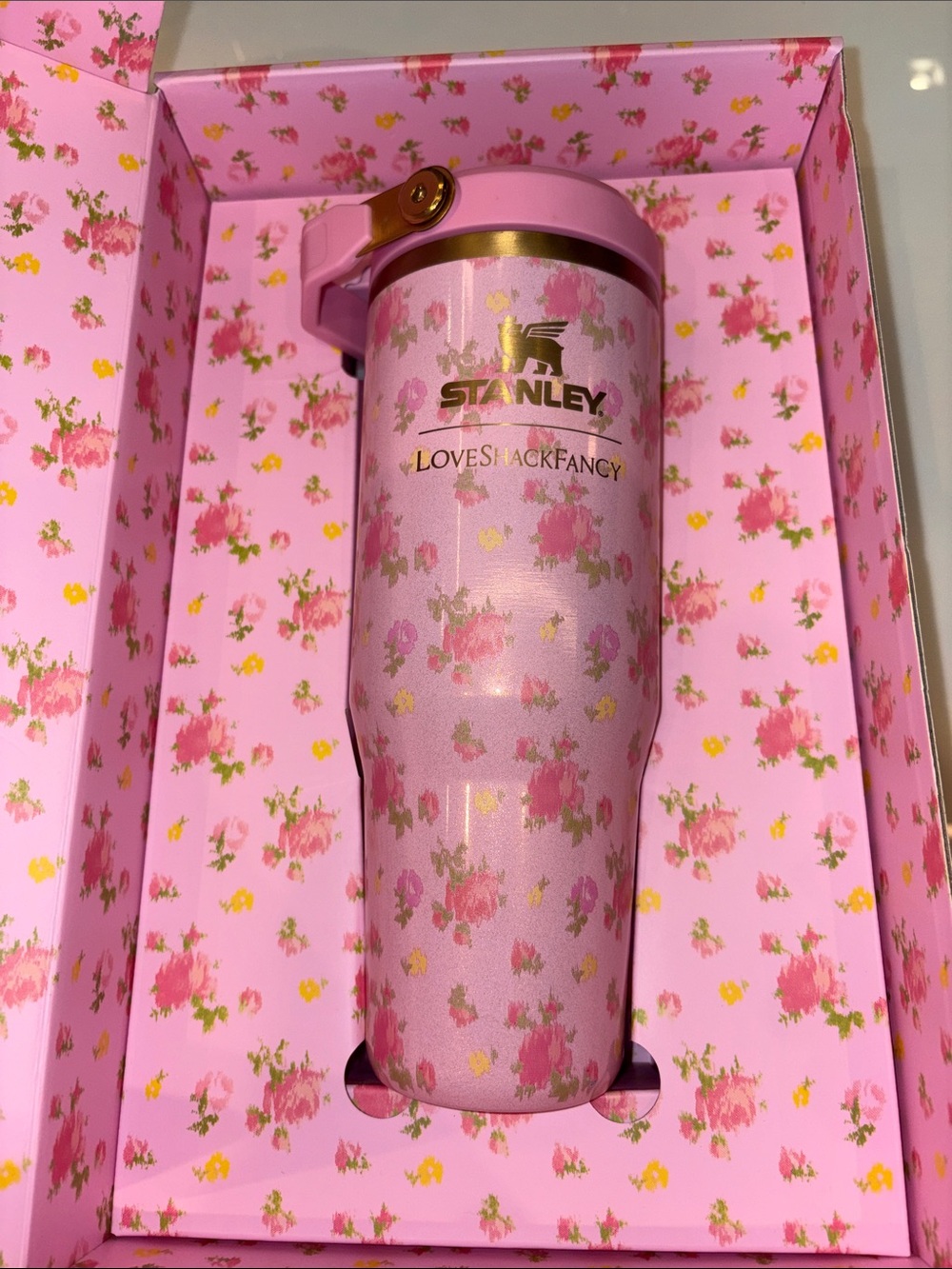 Stanley Pink Floral Gold-Accent Tumbler
